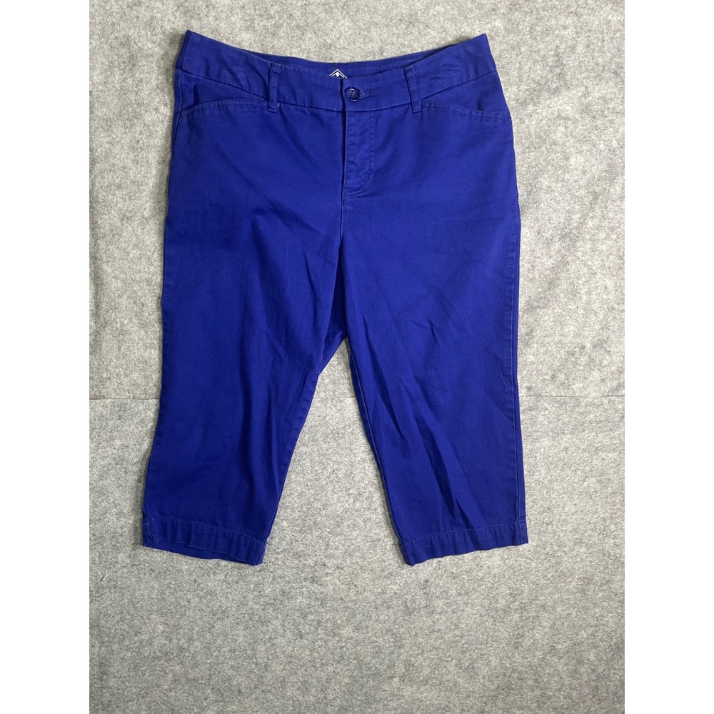 St Johns Bay Womens 8P Royal Blue Capri Pants Cropped Chino Trousers Petite
